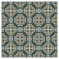 Geometric pattern featuring interlocking circles and crosses in earthy tones, arranged in a symmetrical grid on a light background. vector