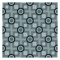 A geometric pattern featuring concentric circles surrounded by alternating square designs in muted green and black tones. vector