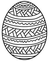 Outline Easter egg with horizontal striped doodle patterns, creative coloring page for holiday activity vector