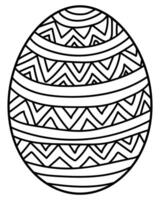 Outline Easter egg with horizontal stripes and triangles, creative coloring page for holiday activity vector