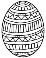 Outline Easter egg with horizontal stripes and zigzags, creative coloring page for holiday activity vector