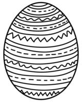 Outline Easter egg with simple striped motifs, creative coloring page for holiday activity vector