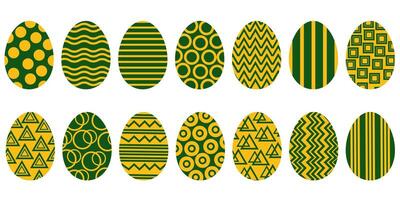 Set of Easter eggs with simple horizontal patterns, Traditional holiday symbols for design vector