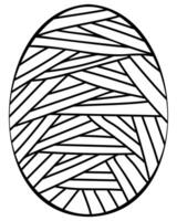 Outline Easter egg in doodle style with striped motifs, creative coloring page for holiday activity or design vector