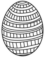 Outline Easter egg with horizontal stripes and squares, creative coloring page for holiday activity vector