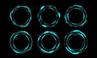 Blue circle user interface elements technology futuristic design modern creative on black background vector