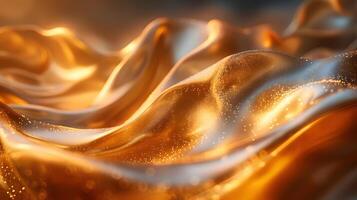 Macro photography of flaming gold fabric with intricate pattern photo