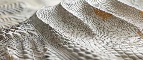 Angled close up of reptile like textured stone surface. photo