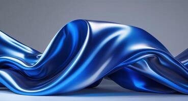 3d rendering of a blue fabric on a gray background photo