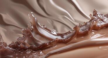 A close up of chocolate liquid splashing on a surface photo