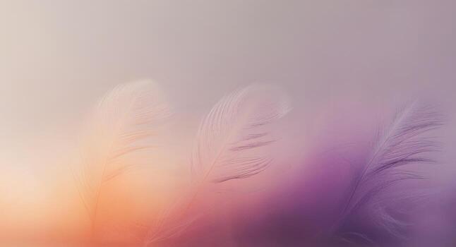 Soft pencil strokes create a beautiful gradient of colors transitioning from light orange to deep purple in a serene environment. photo