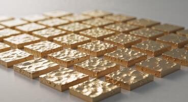 Golden geometric grid with textured squares creates abstract design photo