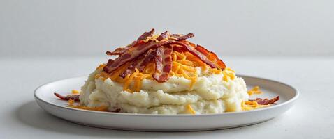 Creamy Mashed Potatoes Topped with Crispy Bacon and Cheese photo