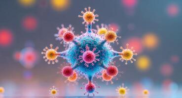 Close up view of a molecule with colorful atoms representing chemical structure. photo