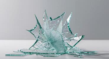 shattered glass abstract art with sharp edges and ambient light photo