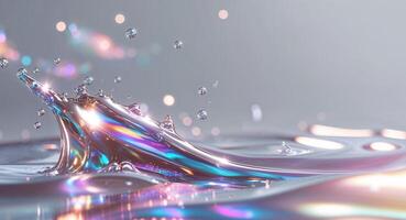 Glossy liquid texture with shimmering lip gloss on surface photo
