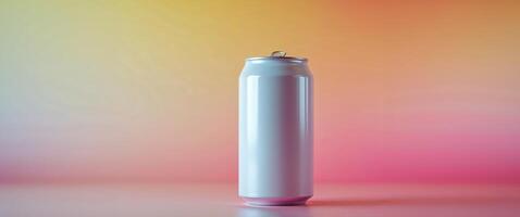 A white blank soda can on a colorful background. photo
