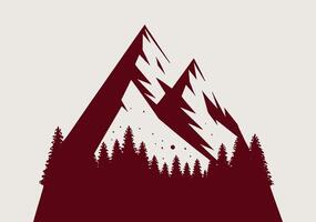 A mountain with trees and a mountain peak vector