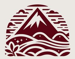 A mountain with waves and clouds in the background vector