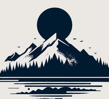 A mountain with trees. vector