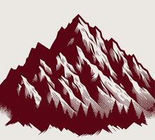 A mountain with trees and snow on it vector