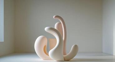 Abstract Pastel Sculpture Installation In A Room. photo