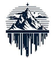 Mountain with stars and clouds on it vector