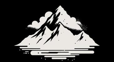 A mountain with water and clouds on it vector