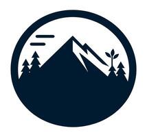 Mountain landscape with trees and mountains in a circle vector