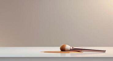 Makeup brush with foundation on a surface highlighting rich color and sleek design. photo