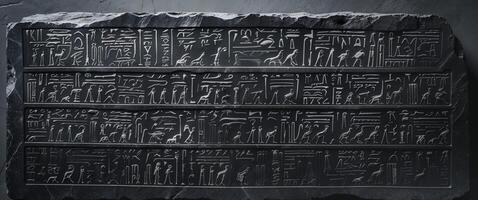 An ancient egyptian tablet with writing on it photo