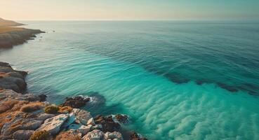 A beautiful view of the ocean and cliffs photo