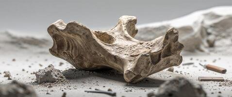 A rock with a hole in it and a knife photo