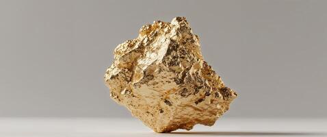 Macro shot of gold ore revealing richness beneath surface perfect for mining investment materials with ample space for text insertion. photo