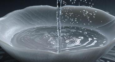 A close up of a bowl of water with water splashing photo