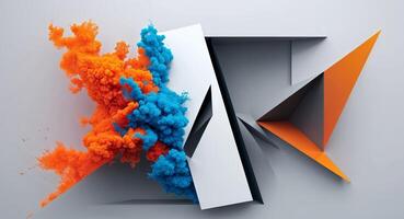An abstract design with orange and blue colors photo