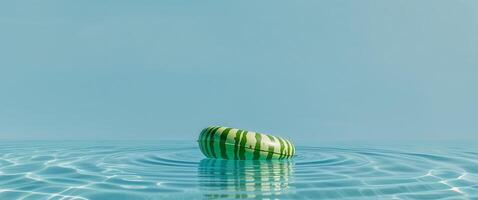 Floating watermelon pool float in clear blue swimming water photo