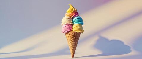 Ice Cream Cone with Colorful Scoops - Summer Sweetness photo