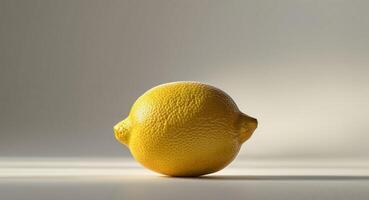 A lemon is sitting on a table photo