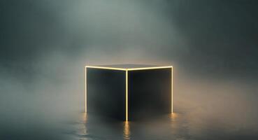 A black cube with glowing lights on it photo