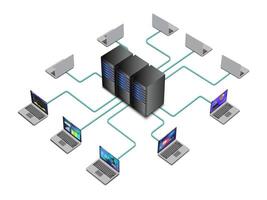 Lan network diagram for business and technology concept. 3D WAN of computer networking . vector