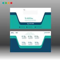 Cyan colored Postcard template vector