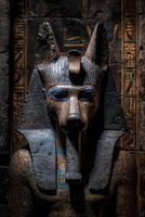 Ancient statue of Anubis, the Egyptian god of the afterlife photo