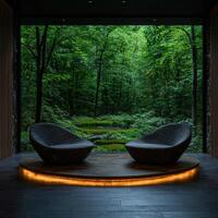 Cozy relaxation room with nature view photo