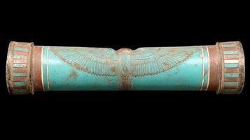 Ancient Egyptian artifact with winged design photo