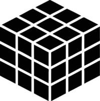Rubik cube silhouette geometric puzzle 3d shape. vector