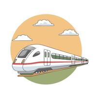 High speed train sleek natural design. Metro train illustration sketch. Fast modern express passenger train. vector