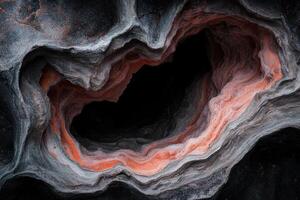 Abstract cave with layered rock formations photo