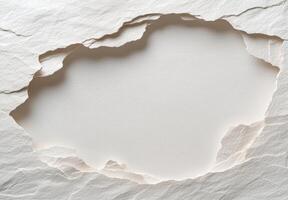 Abstract white stone texture background with a hole photo