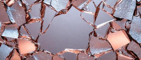 Abstract shattered glass background with a hole in the middle photo